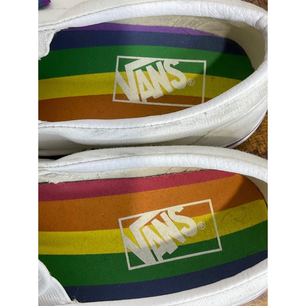 Vans Slip‎ On Rainbow Pride Sneakers Casual Shoes White Size - Picture 8 of 9